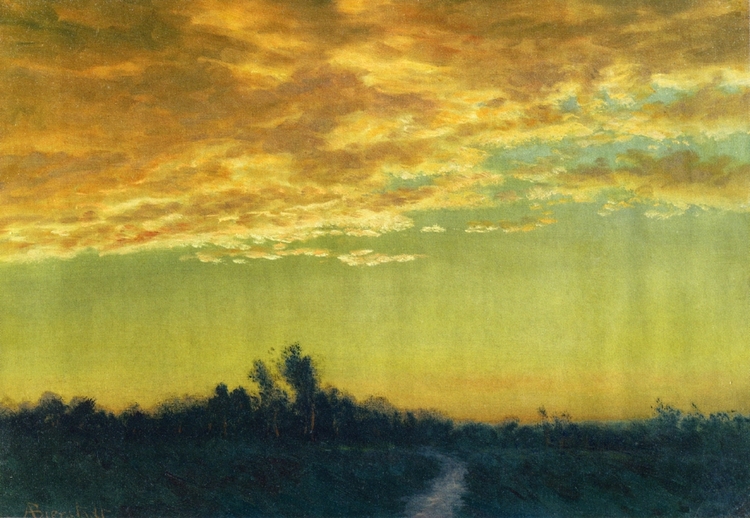 Albert Bierstadt Oil Painting Twilight over the Path - Click Image to Close